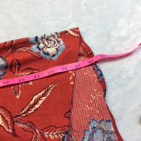 Knox Rose Blouse Tank Top Sz M Womans Red Blue Floral V-neck Sleeveless Stretch - Picture 10 of 10